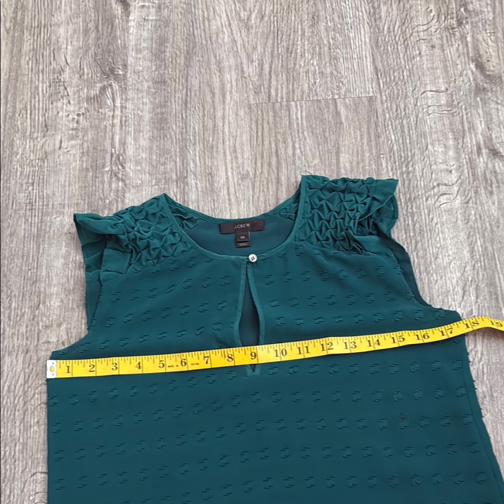 J. Crew Green Smocked Sleeveless Blouse - Picture 3 of 4